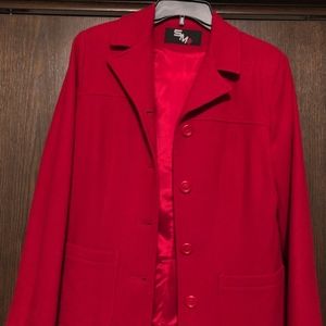 Red Women's SM2 Boiled Wool Button-Up Blazer